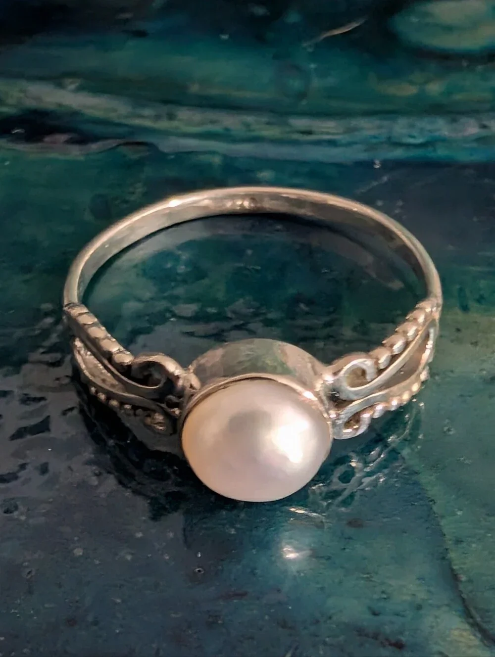 🆕 Sterling Silver Genuine Natural Pearl Ring Size 11.5